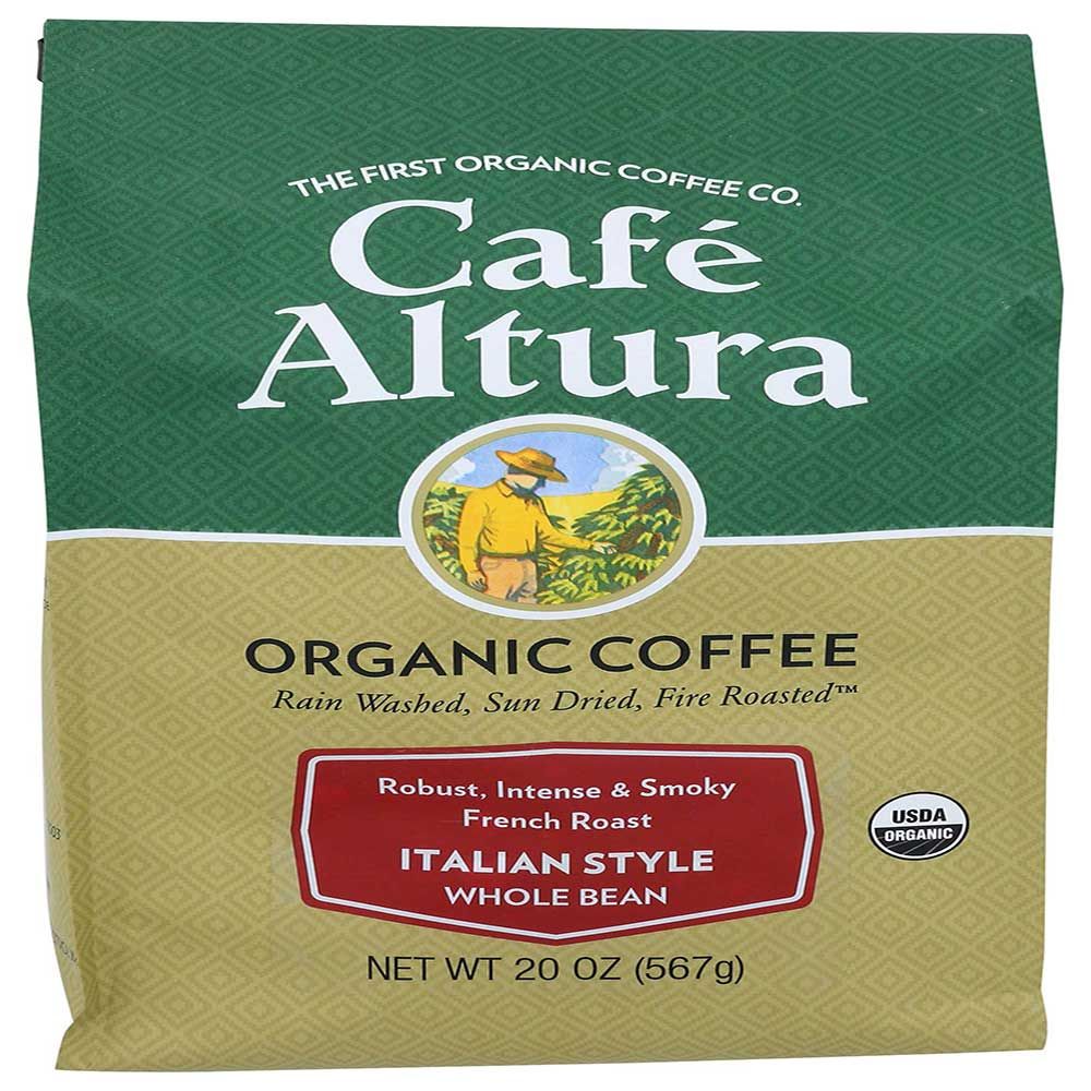 Cafe Altura Organic Italian Style Whole Bean Coffee, 1.25 Pound -- 6 Per Case