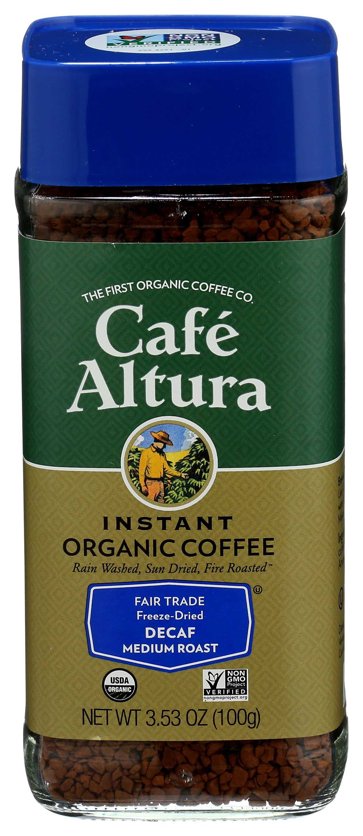 Cafe Altura Organic Decaf Medium Roast Instant Coffee, 3.5 Ounce -- 6 Per Case