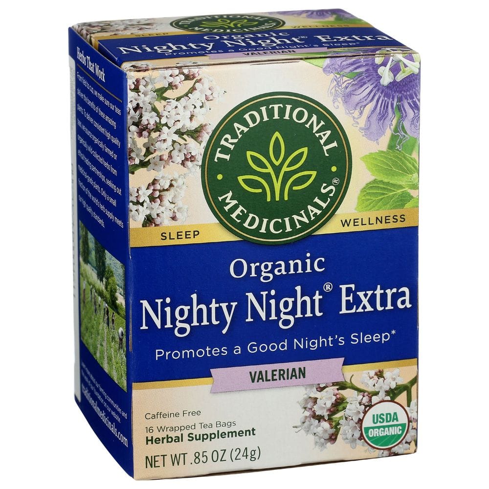 Traditional Medicinals Organic Valerian Nighty Night Extra Herbal Tea, 16 Tea Bags -- 6 Per Case