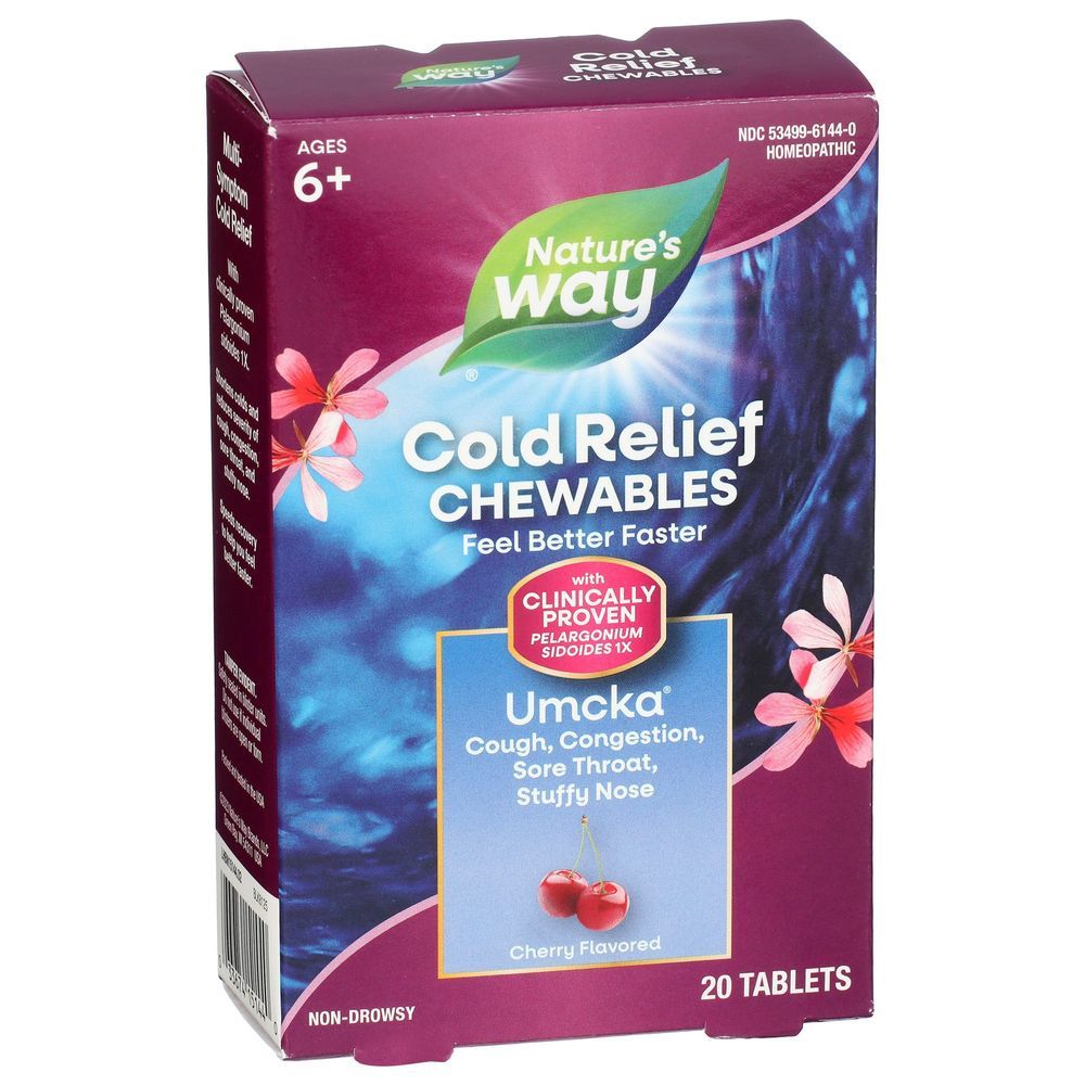 Nature's Way Umcka Cherry Flavor Cold Relief Chewable Tablets, 20 Count -- 3 Per Case