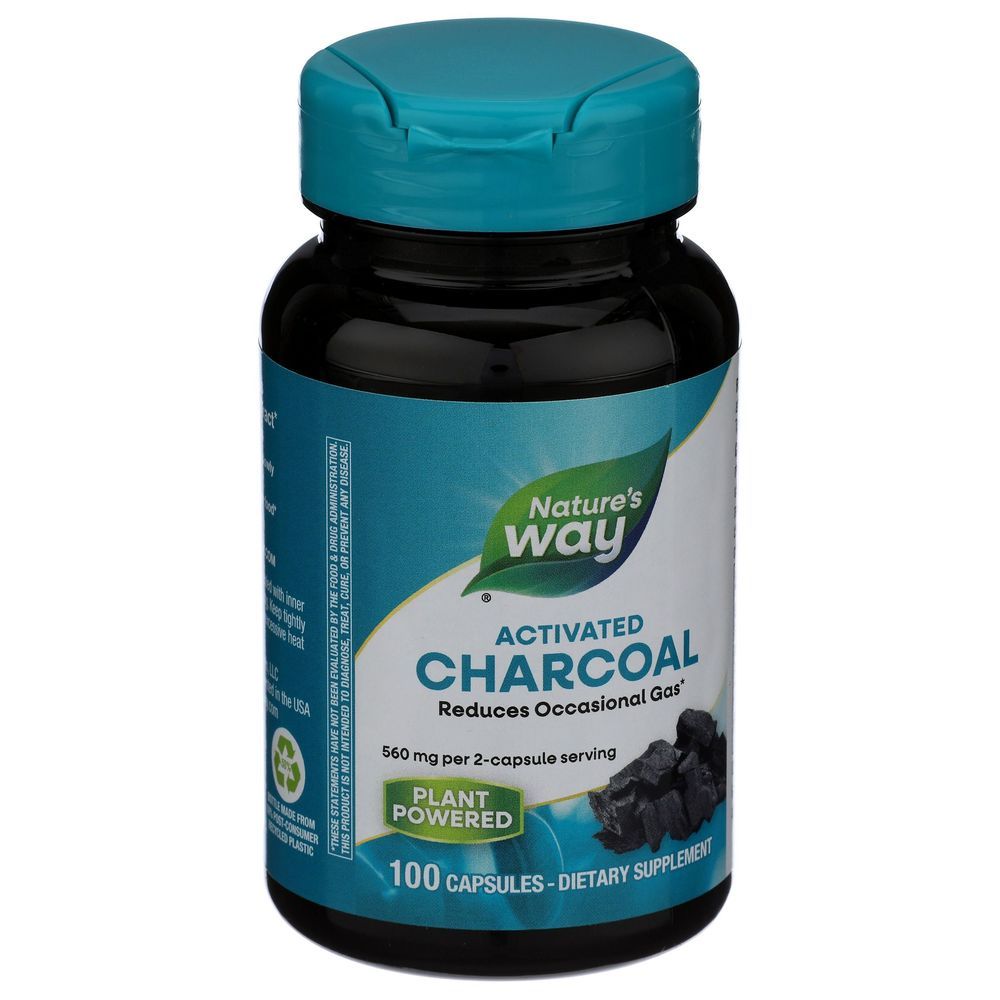 Natures Way Activated Charcoal Capsules, 100 Count -- 6 Per Case