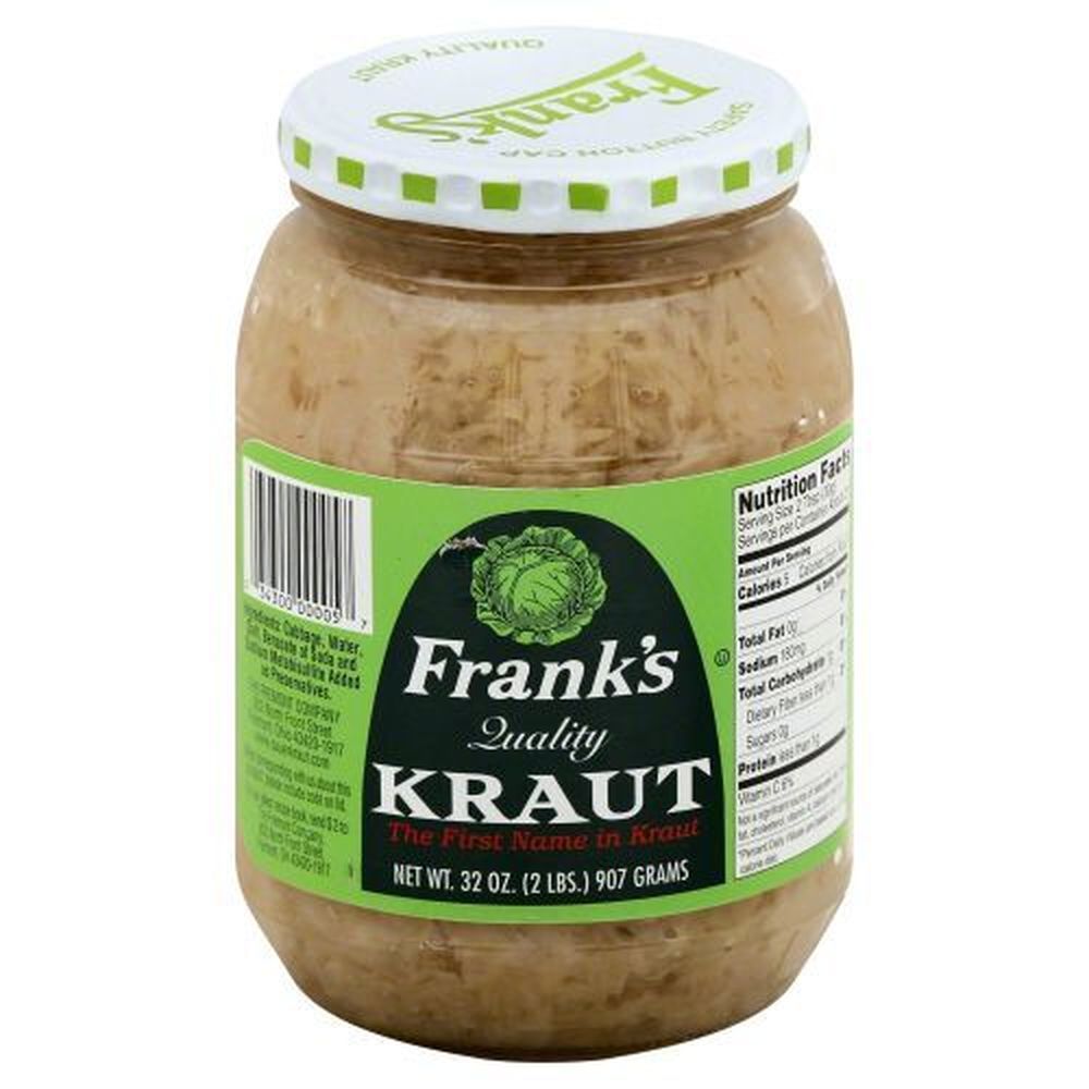 Frank's Shredded Kraut, 32 Ounce Glass Bottle -- 12 Per Case