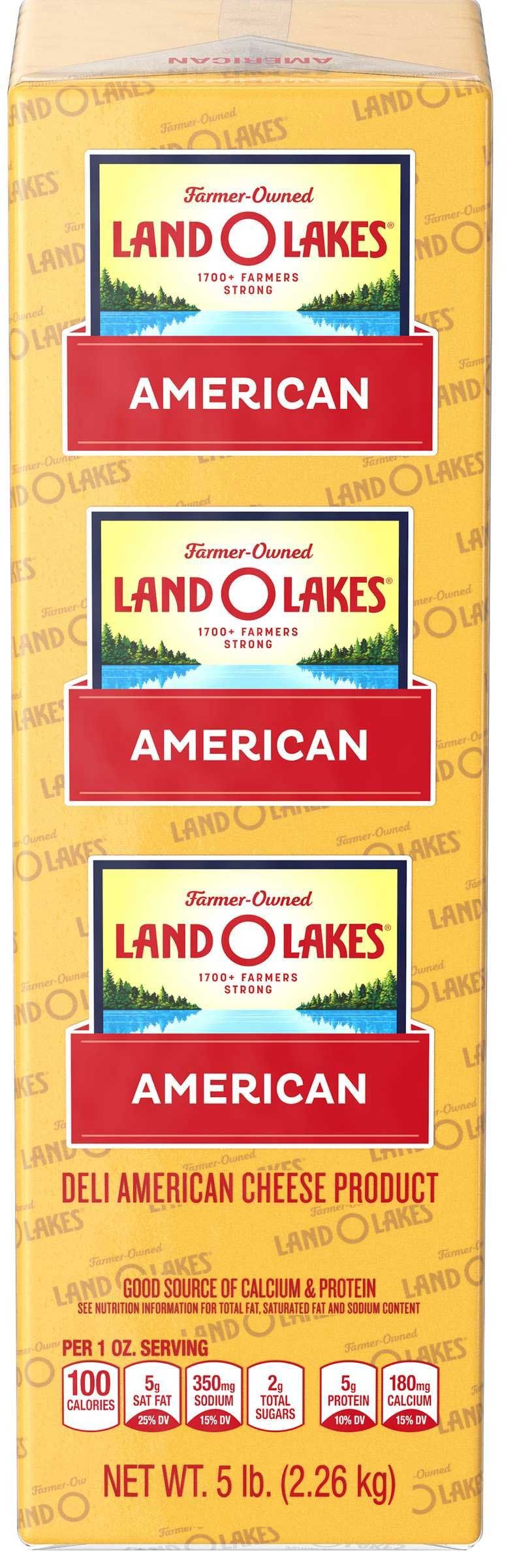 Land O Lakes American Yellow Deli American Cheese Product, 5 Pound -- 6 Per Case