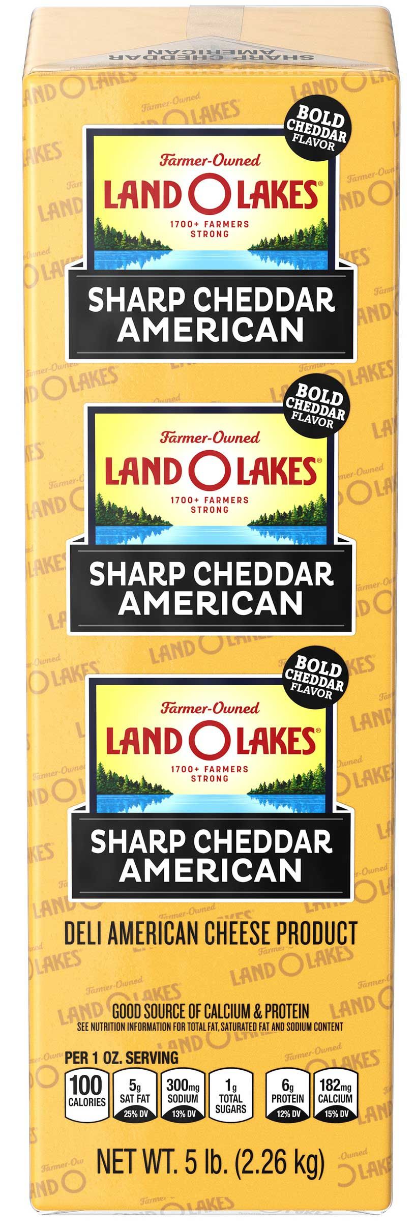 Land O Lakes Sharp Cheddar Yellow Deli American Cheese Product, 5 Pound -- 2 Per Case