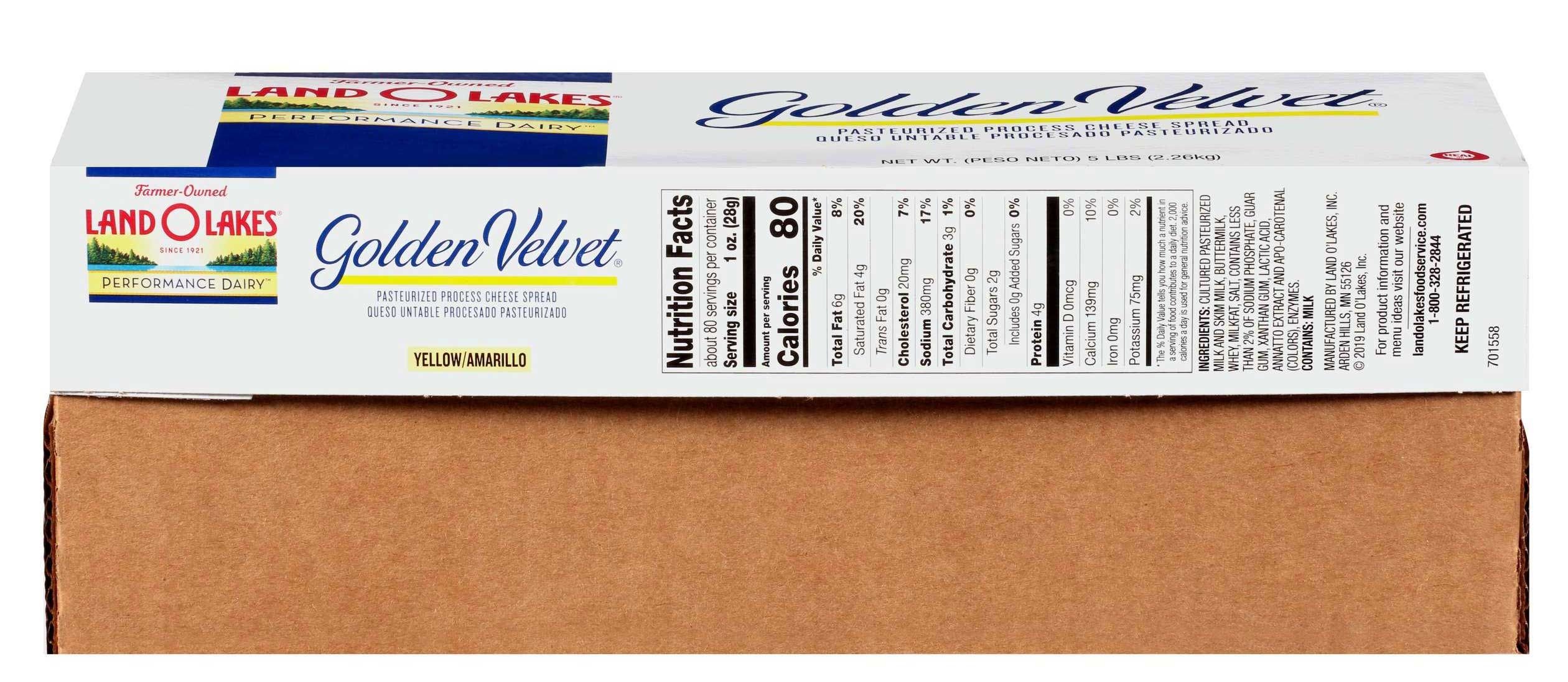 Land O Lakes Golden Velvet Yellow Cheese Spread, 5 Pound -- 1 Each