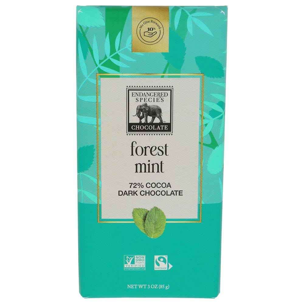 Endangered Species Forest Mint Dark Chocolate Bar, 3 Ounce -- 12 Per Case