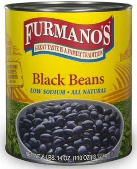 Furmano's Low Sodium All Natural Black Beans In Brine, 110 Ounce -- 6 Per Case