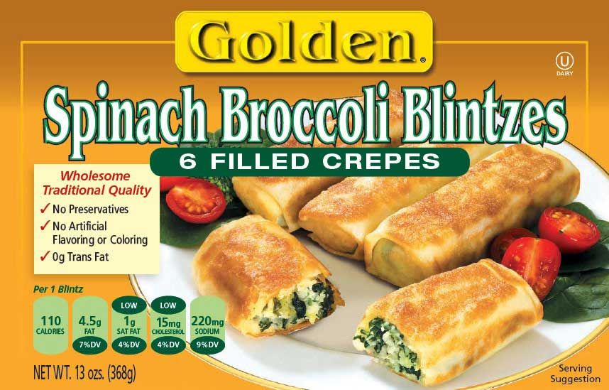 Golden Spinach Broccoli Blintzes, 13 Ounce -- 12 Per Case