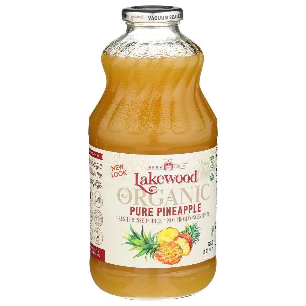 Lakewood Organic Pure Pineapple Juice, 32 Fluid Ounce -- 6 Per Case