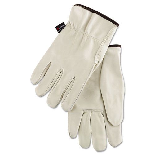 Mcr Safety Large Cream Premium Grade Leather Insulated Driver Gloves -- 12 Pairs Per Case