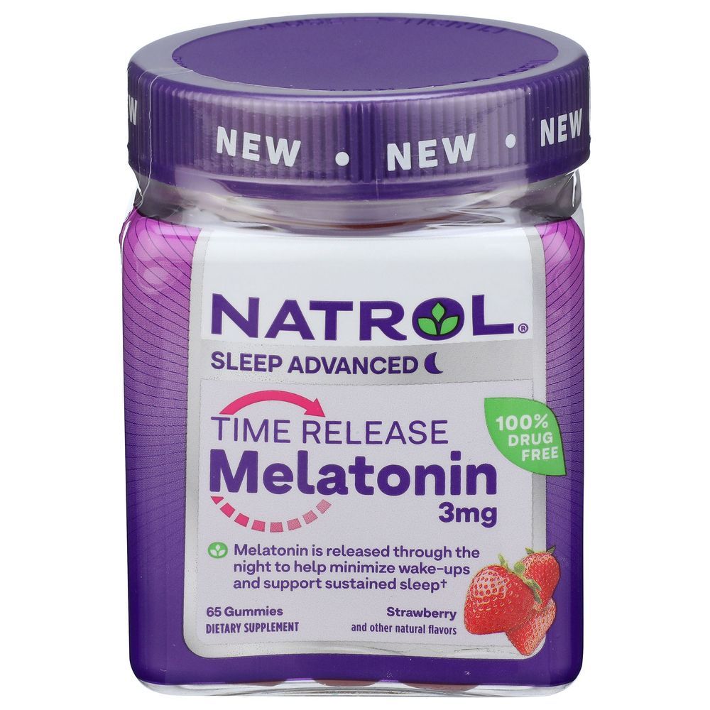Natrol Sleep Advanced Time Release Melatonin Strawberry Gummies, 65 Count