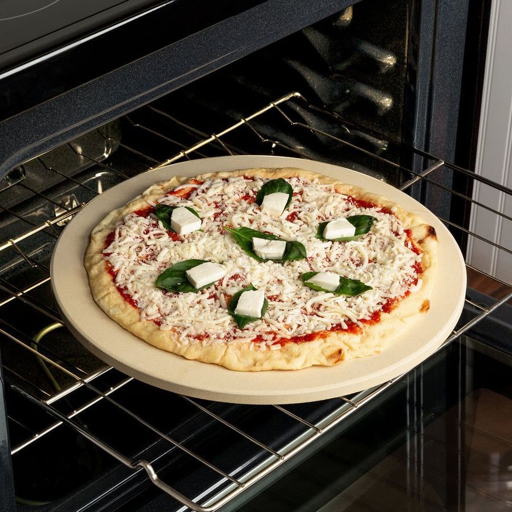 Old Stone Pizza Kitchen Beige Glazed Round Pizza Stone, 16 Inch
