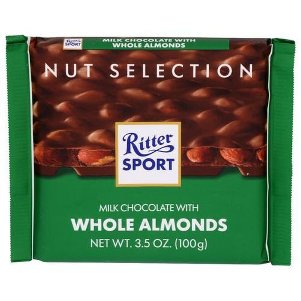 Ritter Sport Milk Chocolate With Whole Almonds, 3.5 Ounce -- 11 Per Case