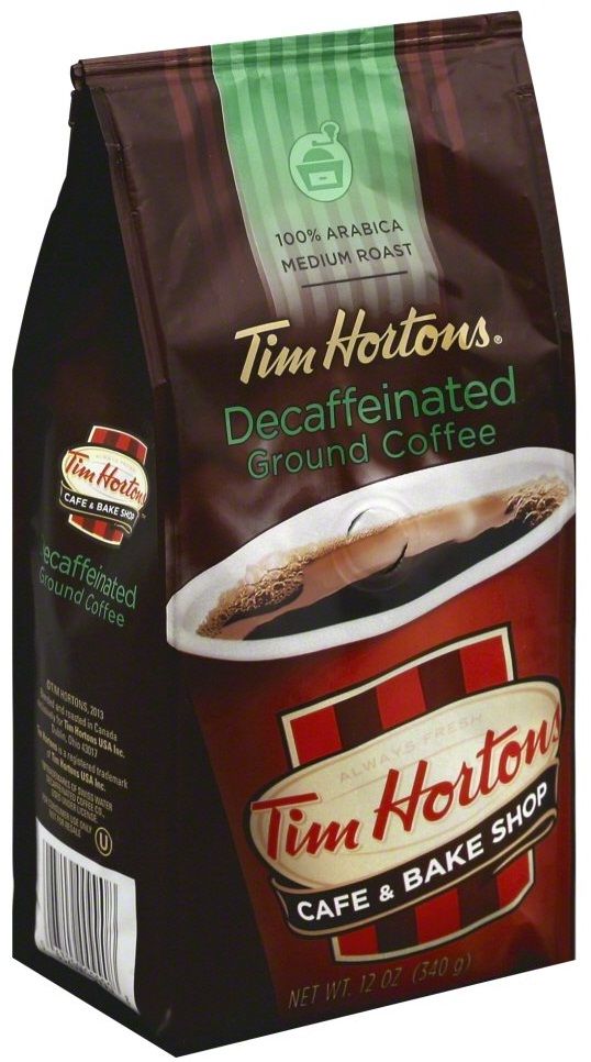 Tim Hortons 100 Percent Arabica Medium Roast Decaffeinated Ground Coffee, 12 Ounce -- 6 Per Case