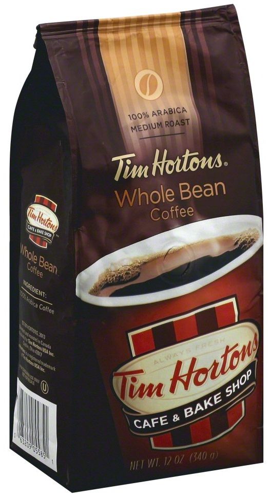 Tim Hortons 100 Percent Arabica Medium Roast Whole Bean Coffee, 12 Ounce -- 6 Per Case