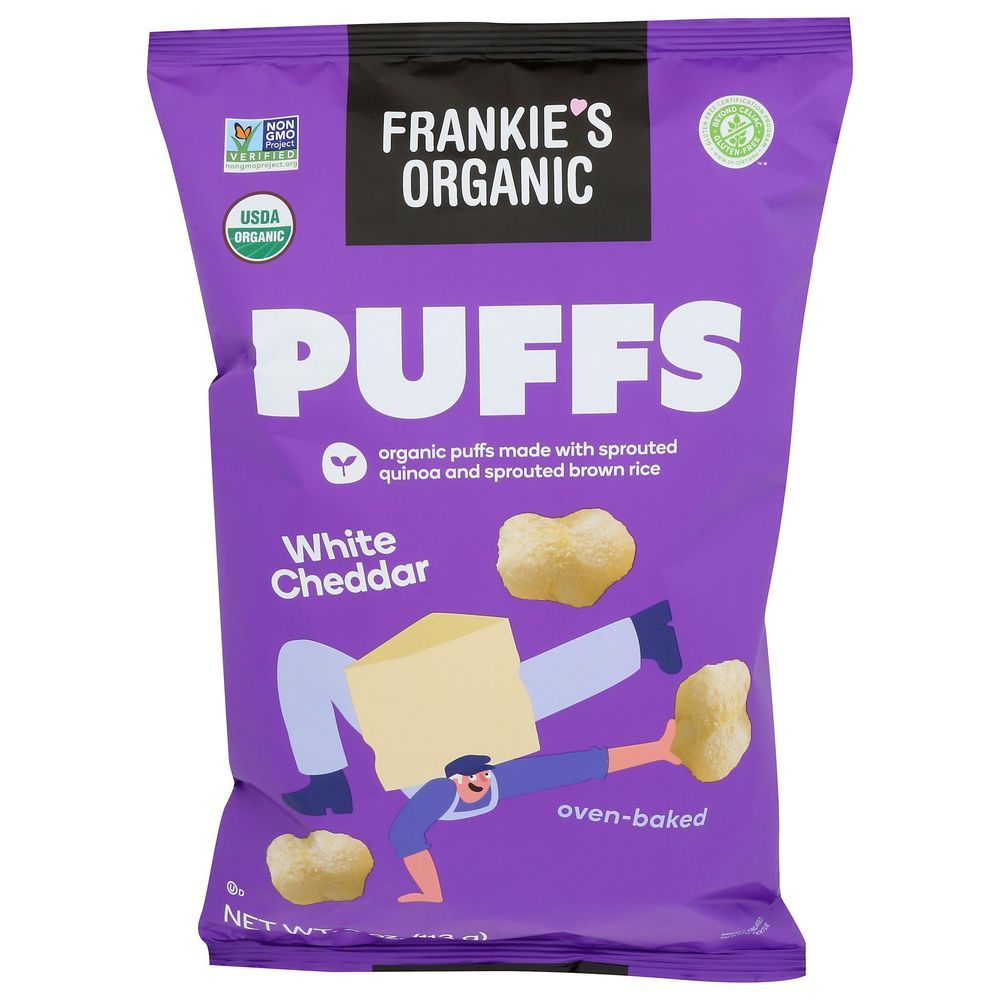 Frankies Organic White Cheddar Puffs, 4 Ounce -- 12 Per Case