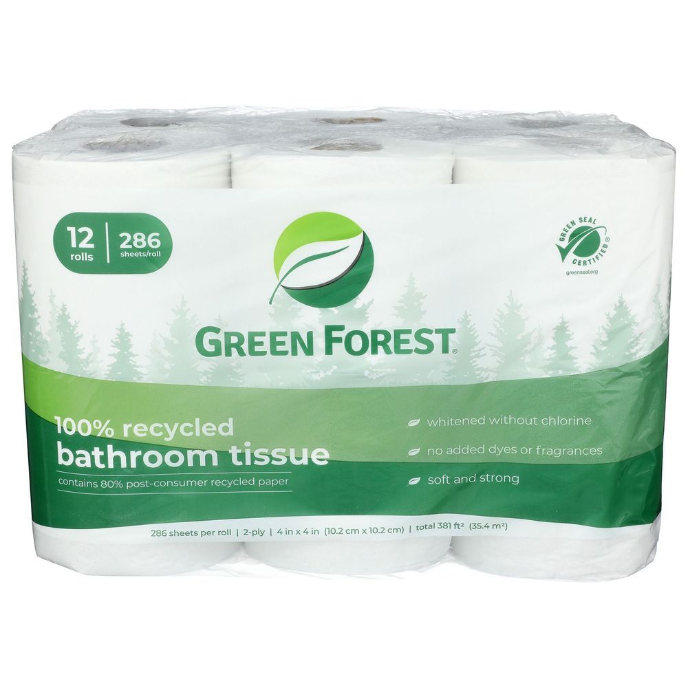 Green Forest Bath Tissue Roll, 12 Count -- 4 Per Case
