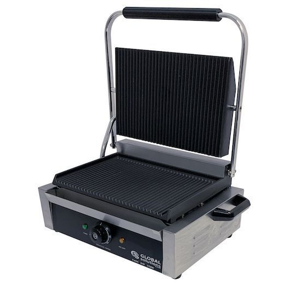 Global Solutions Grooved Plat Panini/sandwich Grill, 13 X 8 1/2 Inch