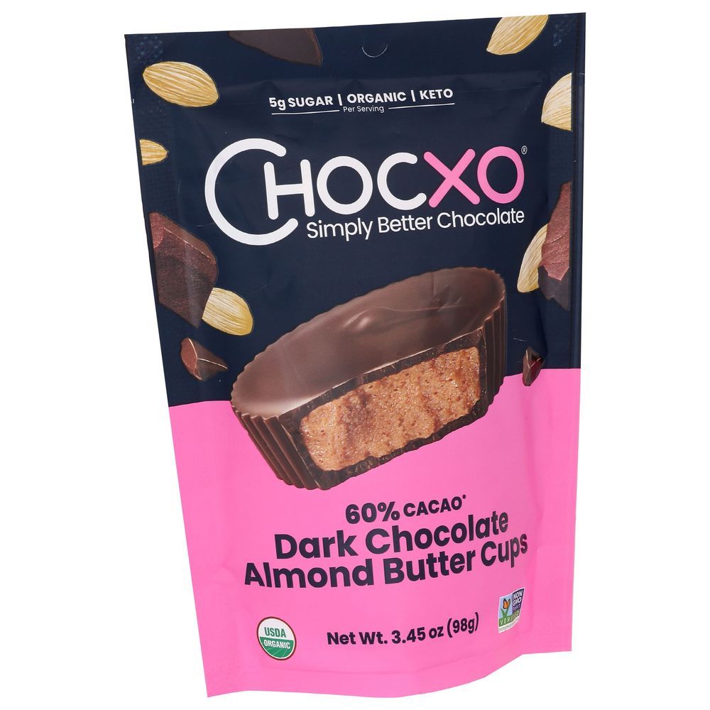 Chocxo Organic Dark Chocolate Almond Butter Cup, 3.45 Ounce -- 6 Per Case