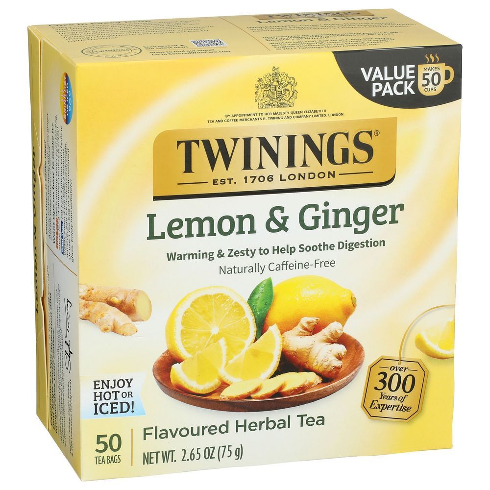 Twinings Lemon And Ginger Herbal Tea, 50 Tea Bags -- 6 Per Case