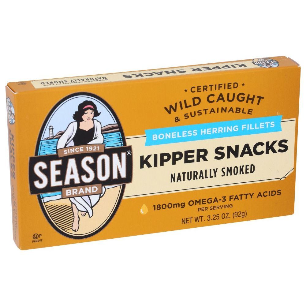 Season Naturally Smoked Boneless Herring Fillets Kipper Snacks, 3.25 Ounce -- 12 Per Case