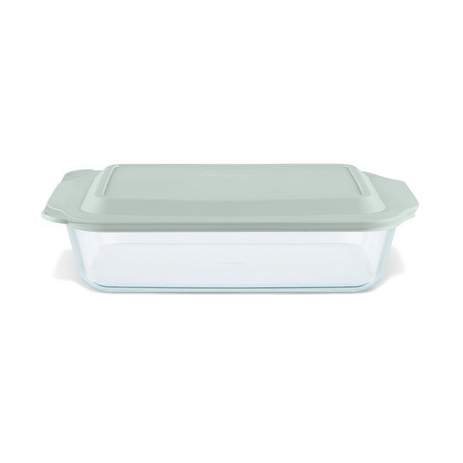 Pyrex Deep Rectangular Glass Baking Dish With Sage Green Lid, 9 X 13 Inch -- 2 Per Case
