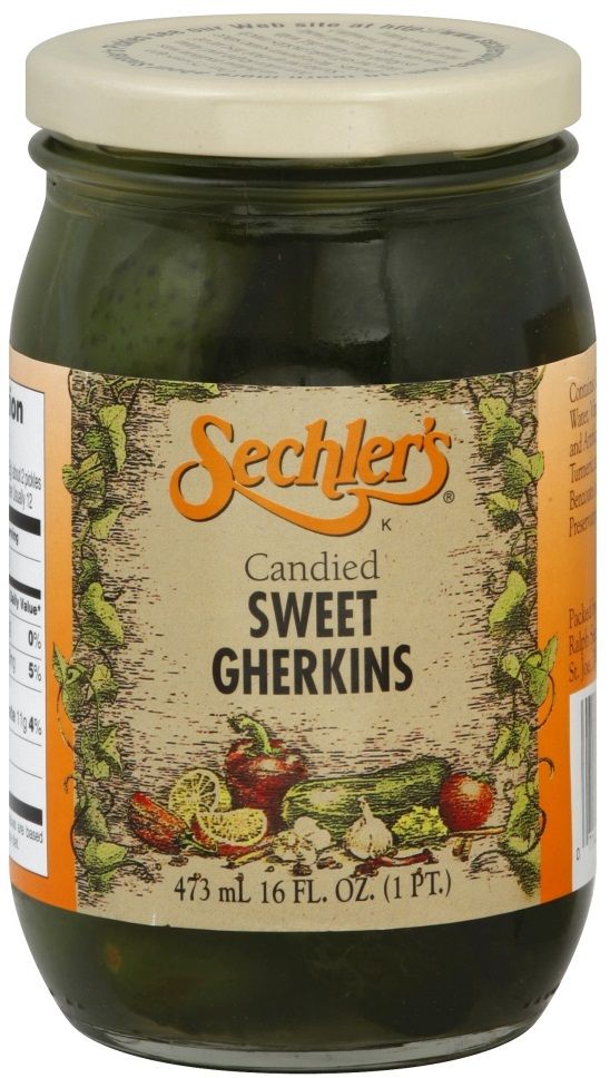 Sechler's Candied Sweet Gherkins, 16 Ounce -- 6 Per Case