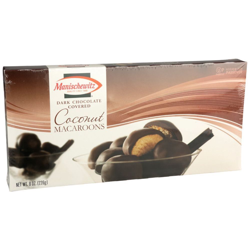 Manischewitz Dark Chocolate Coated Coconut Macaroons, 8 Ounce -- 12 Per Case