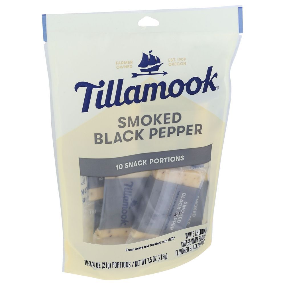 Tillamook Smoked Black Pepper White Cheddar Cheese Snack, 7.5 Ounce -- 12 Per Case