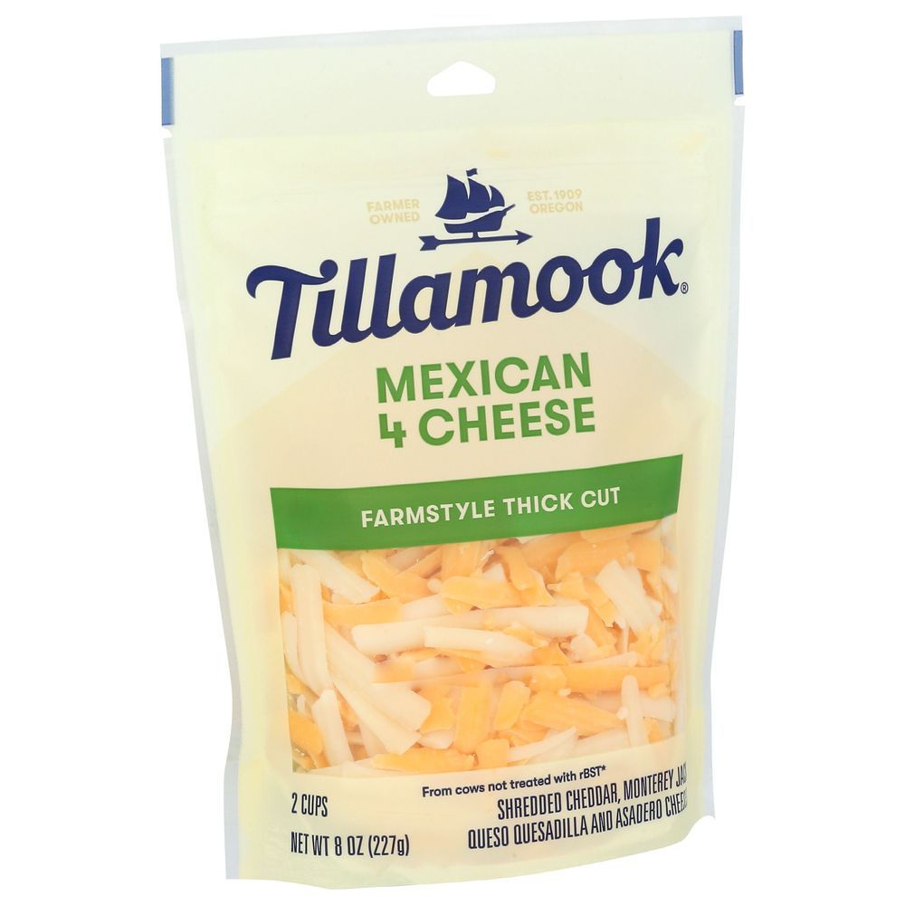 Tillamook Shredded Mexican 4 Cheese Blend, 8 Ounce -- 12 Per Case