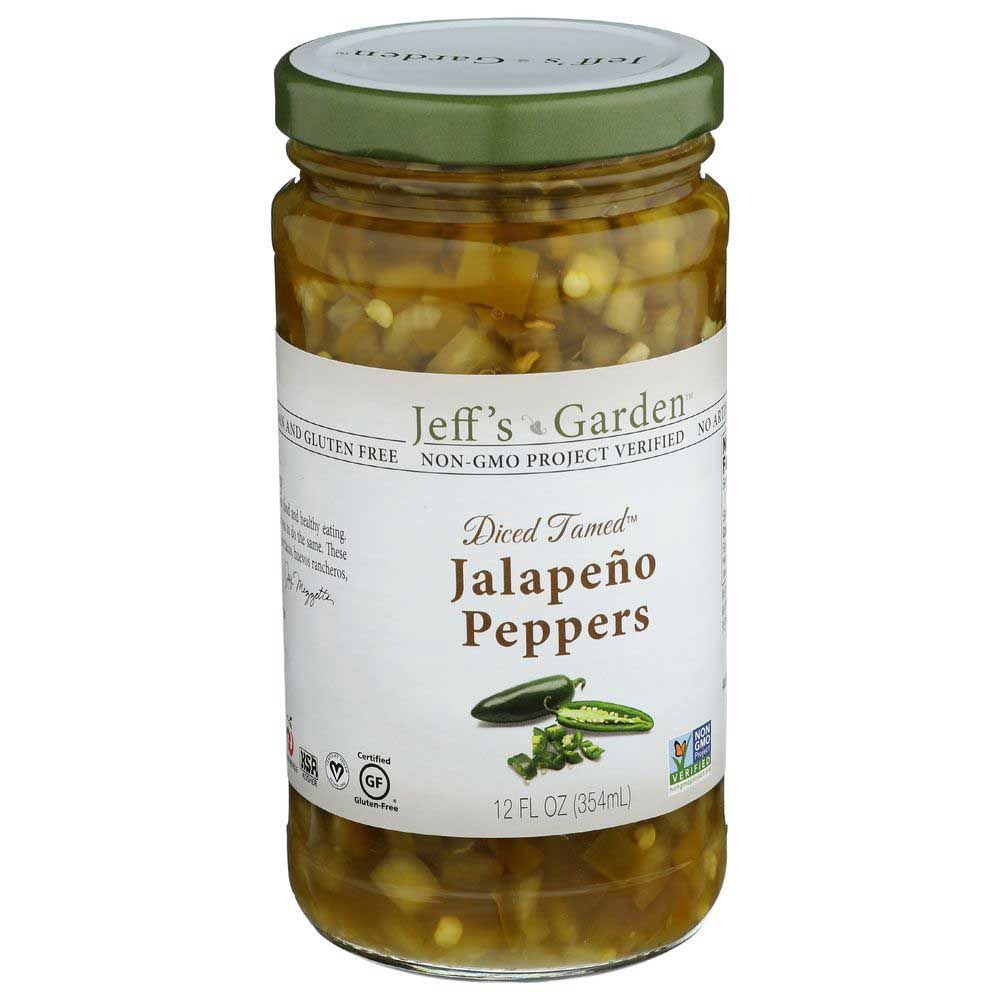 Jeff's Natural Diced Tamed Jalapeno Peppers, 12 Fluid Ounce -- 6 Per Case