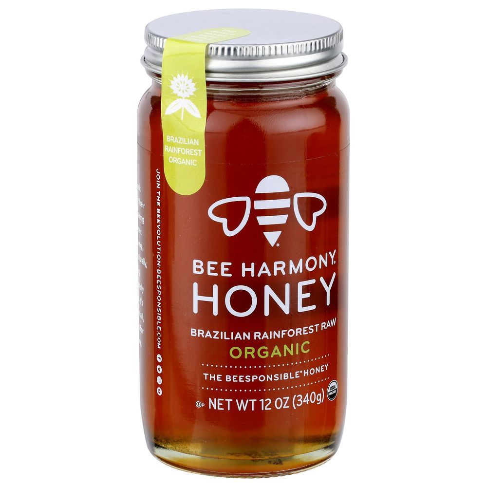 Bee Harmony Organic Rainforest Raw Honey, 12 Ounce -- 6 Per Case