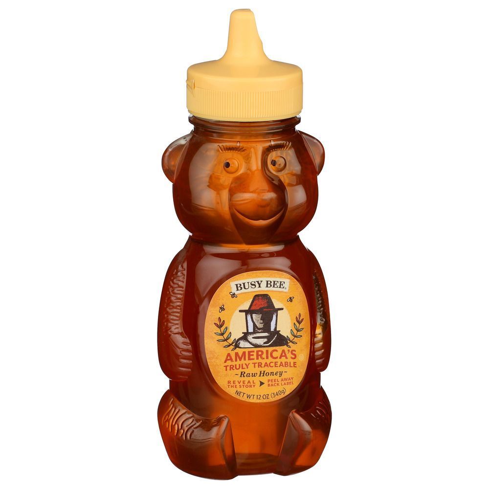 Busy Bee Raw Honey Bear, 12 Ounce -- 8 Per Case