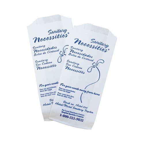 Hospeco White/blue Necessities Hotel Courtesy Disposal Bag, 4 X 9 Inch -- 500 Per Case