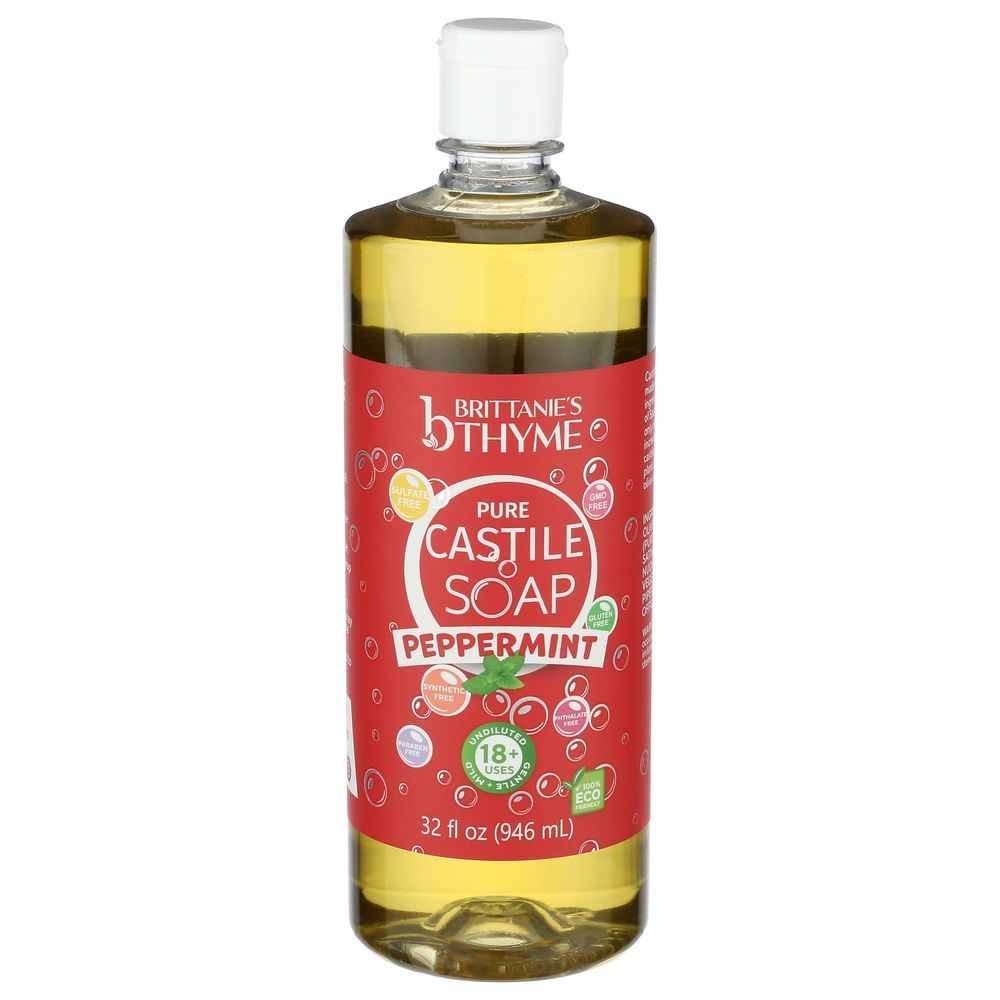Brittanie's Thyme Peppermint Pure Castile Liquid Soap, 32 Fluid Ounce