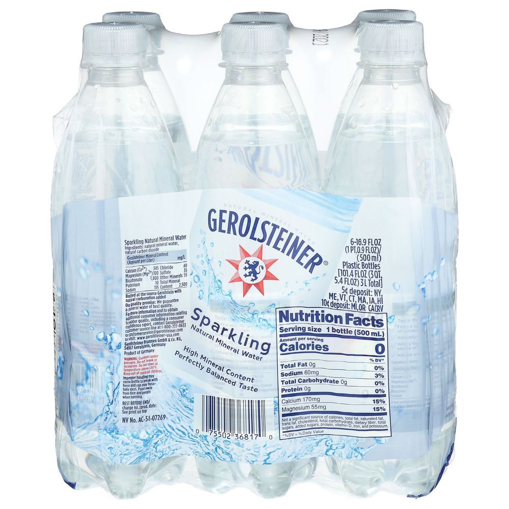 Gerolsteiner Sparkling Natural Mineral Water, 101.4 Fluid Ounce -- 4 Per Case