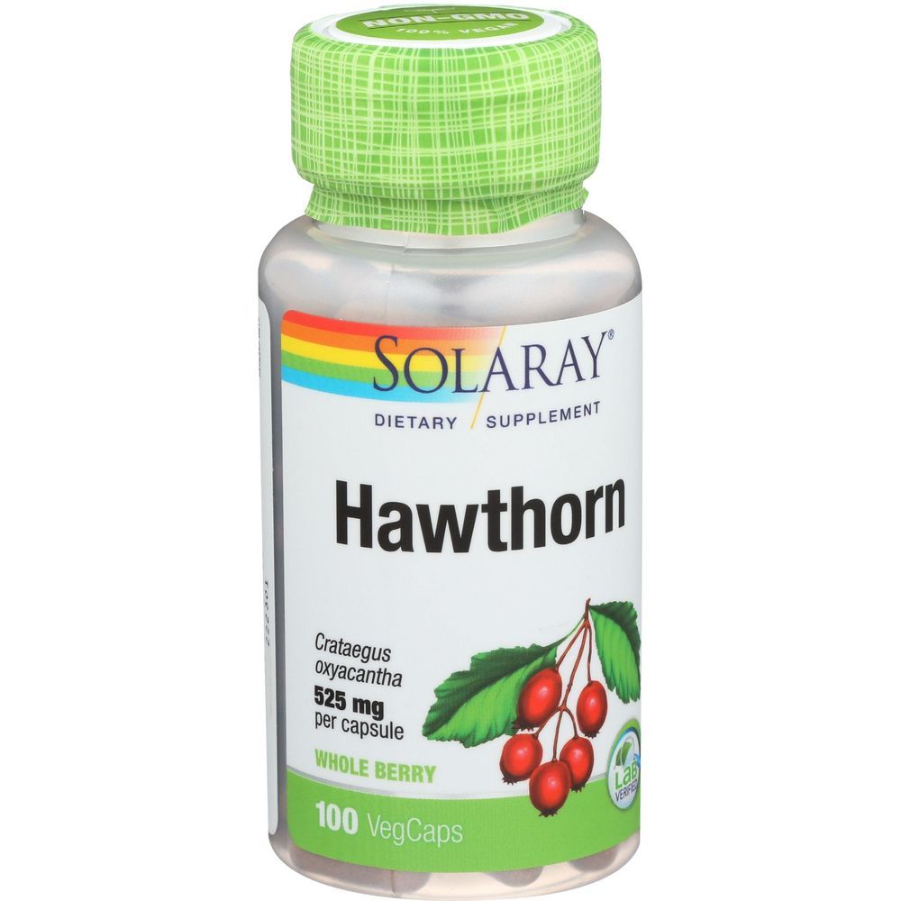 Solaray Hawthorn Whole Berry 525 Mg Vegcaps, 100 Count