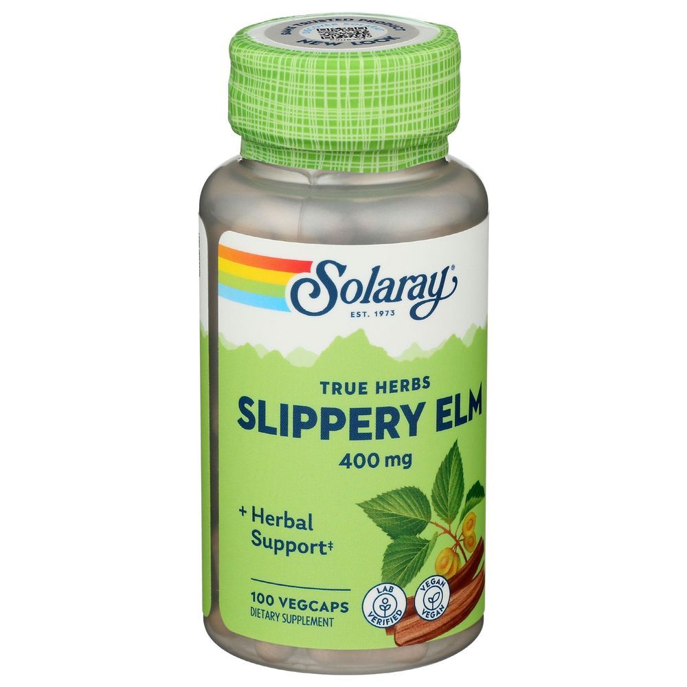 Solaray Slippery Elm Herbal Support 400 Mg Vegcaps, 100 Count