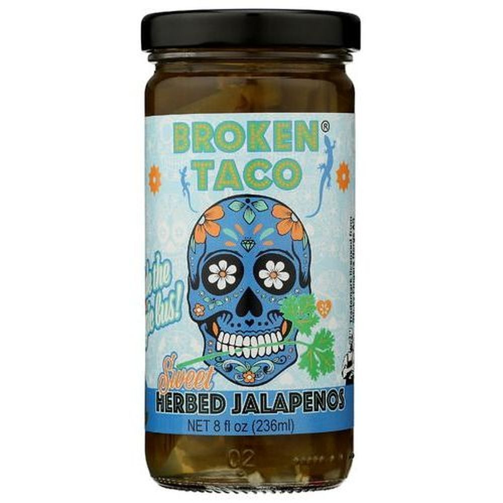 Broken Taco Sweet Herbed Jalapenos, 8 Ounce -- 6 Per Case