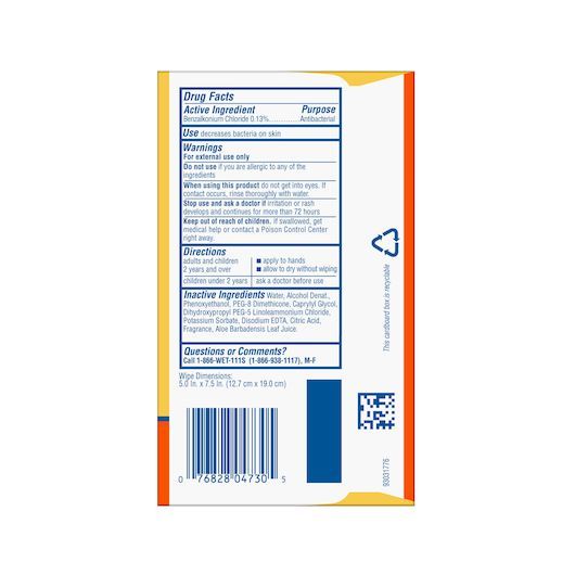 Wet Ones Moist Wipe Citrus Scent Antibacterial, 24 Count -- 10 Per Case