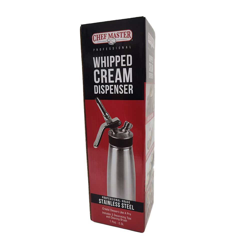 Chef-master Stainless Steel Whipped Cream Dispenser, 1 Pint