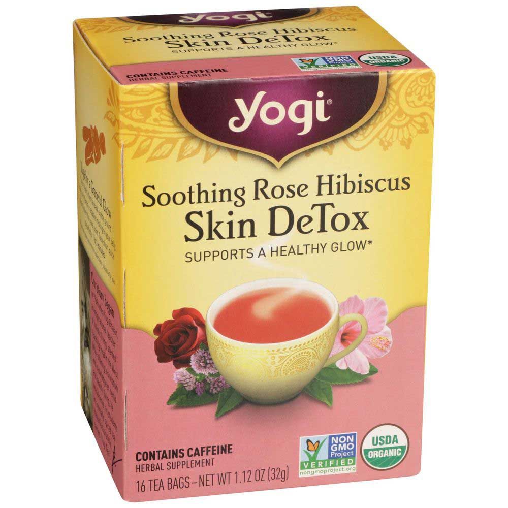 Yogi Organic Floral Sweet Soothing Rose Hibiscus Skin Detox Tea, 16 Tea Bags Count -- 6 Per Case
