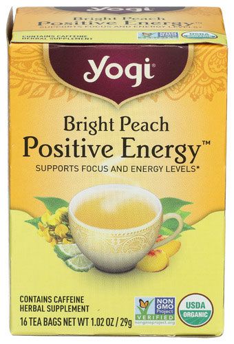 Yogi Organic Peach Bergamot Bright Day Herbal Supplement Tea, 16 Tea Bags -- 6 Per Case