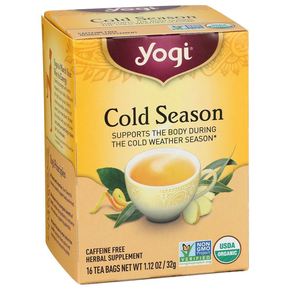 Yogi Organic Cold Season Caffeine Free Herbal Supplement Tea, 16 Tea Bags -- 6 Per Case