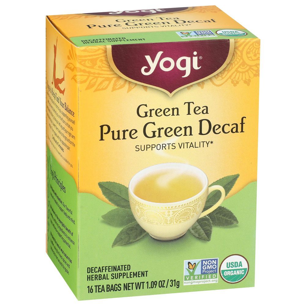 Yogi Organic Decaf Pure Green Tea, 16 Tea Bags -- 6 Per Case