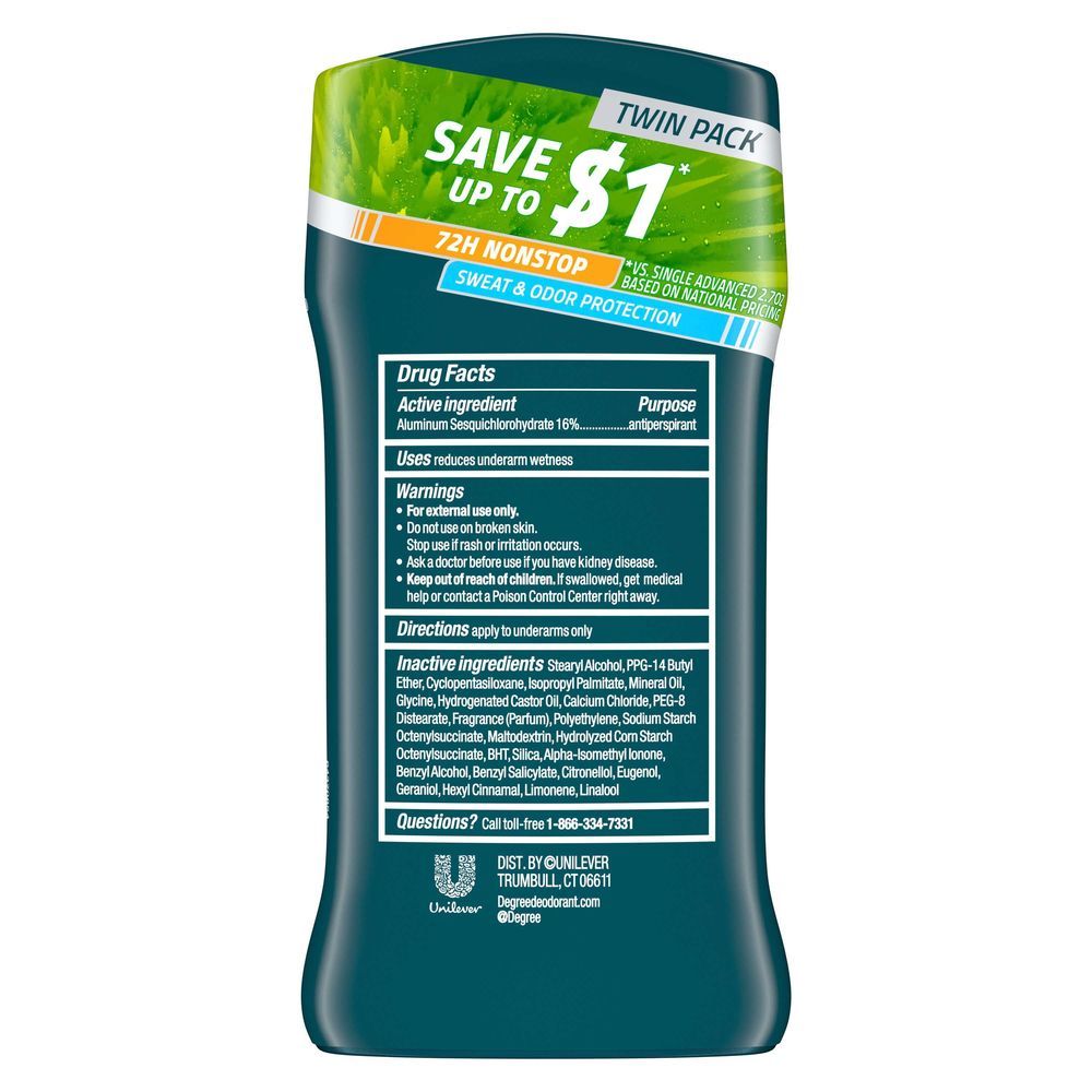 Degree Men Advanced Protection 72h Motionsense Extreme Blast Antiperspirant Deodorant, Twin Pack, 5.4 Ounce -- 6 Per Case