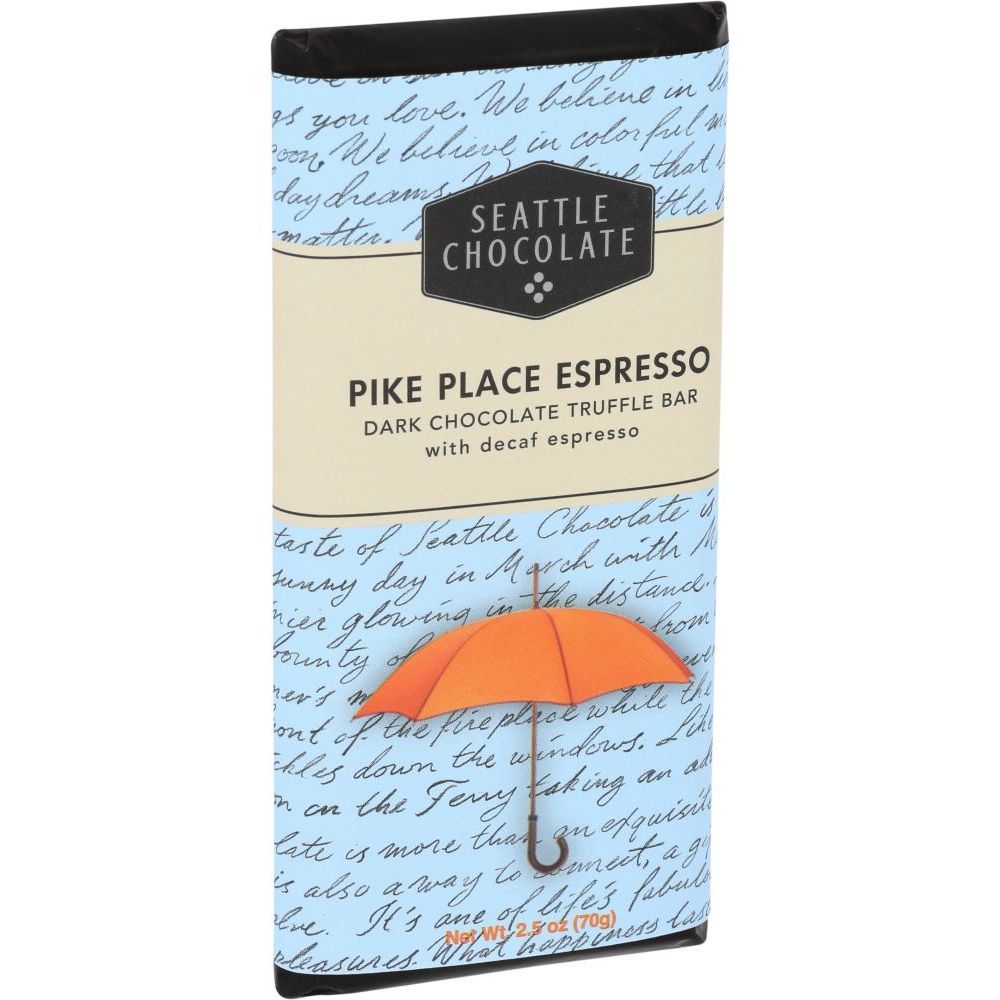 Seattle Chocolate Pike Place Espresso Dark Chocolate Truffle Bar, 2.5 Ounce -- 12 Per Case