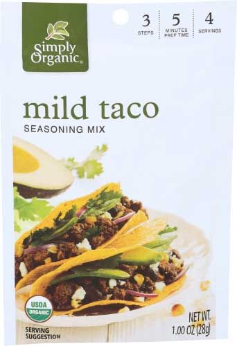 Simply Organic Mild Taco Seasoning Mix, 1 Ounce -- 12 Per Case