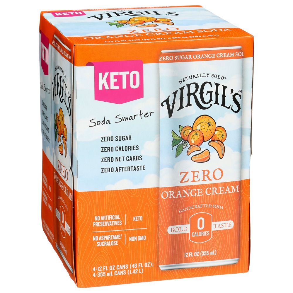 Virgils Zero Sugar Orange Cream Soda, 48 Fluid Ounce -- 6 Per Case