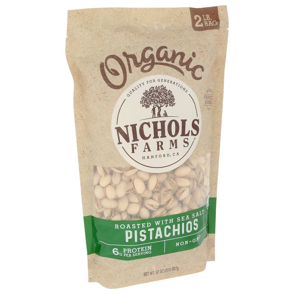Nichols Farms Organic Roasted With Sea Salt Inshell Pistachios, 32 Ounce -- 14 Per Case